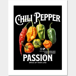 Chili pepper passion, spice up your life! CAPSICUM, chili fruits ant text quotes Posters and Art